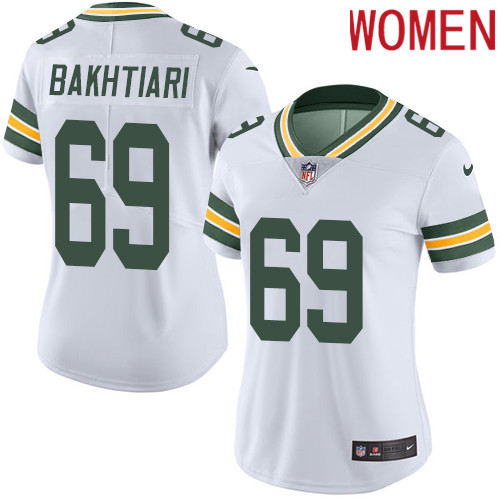 2019 Women Green Bay Packers #69 Bakhtiari White Nike Vapor Untouchable Limited NFL Jersey->women nfl jersey->Women Jersey